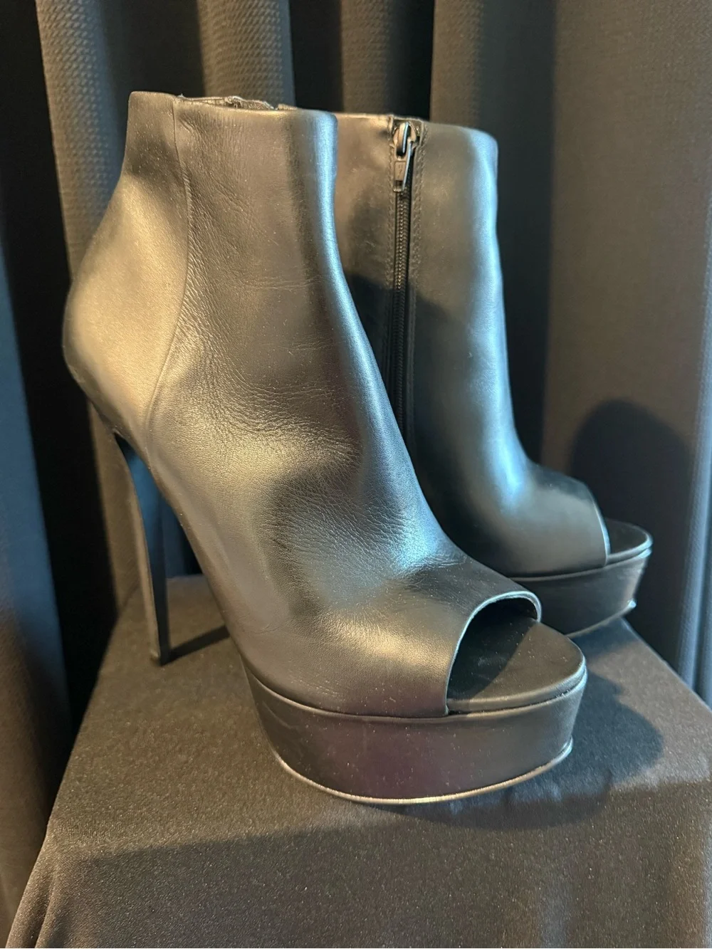 Steve Madden Black Peep-Toe Platform Ankle Booties